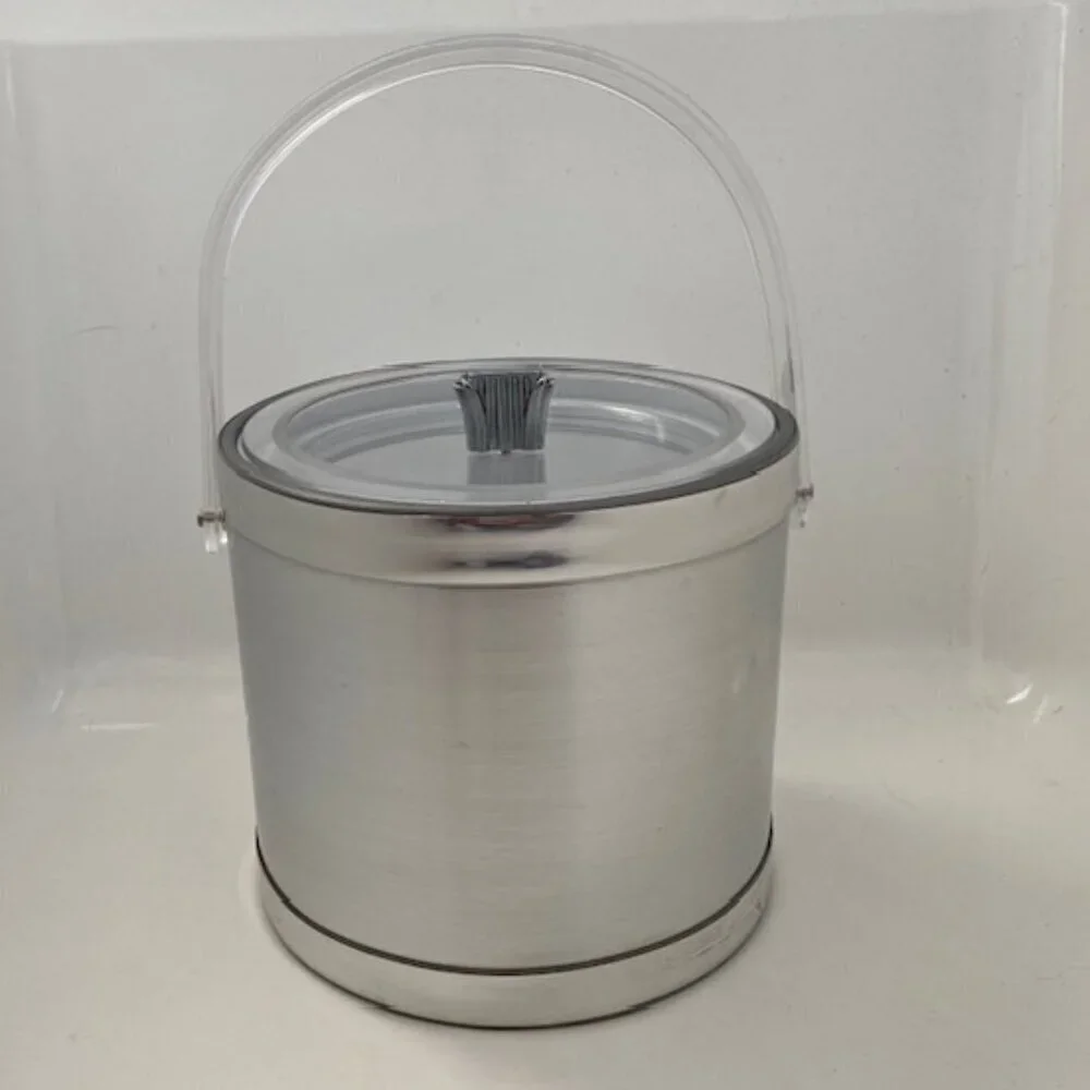VINTAGE Georges Briard Brushed Silver Acrylic Barware Ice Bucket